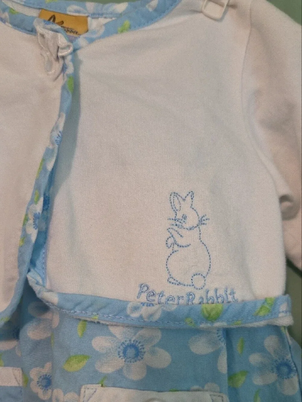 Nwot Peter Rabbit White And Blue Floral Outfit 3pc 6 To 9m